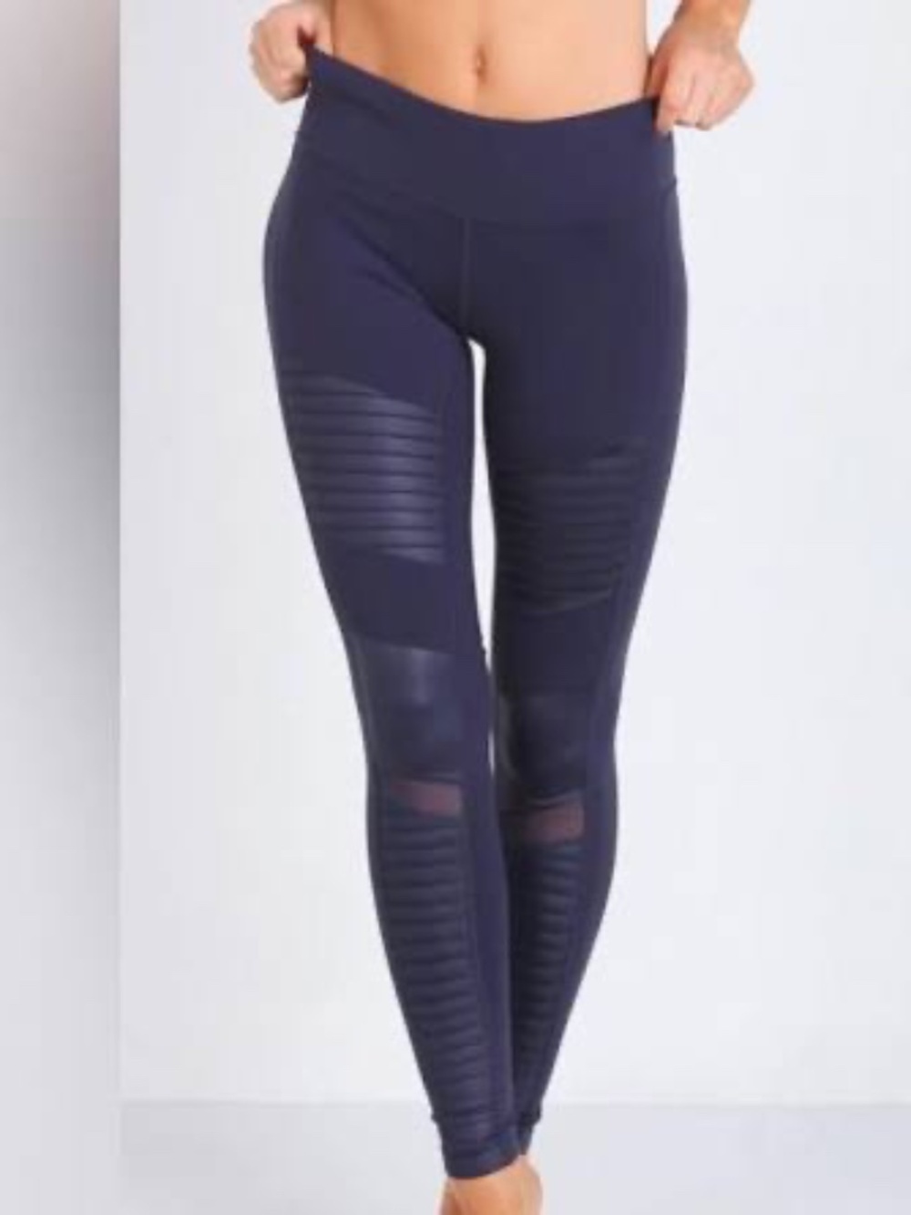Alo Navy Blue Moto High-Waisted Leggings Size Small